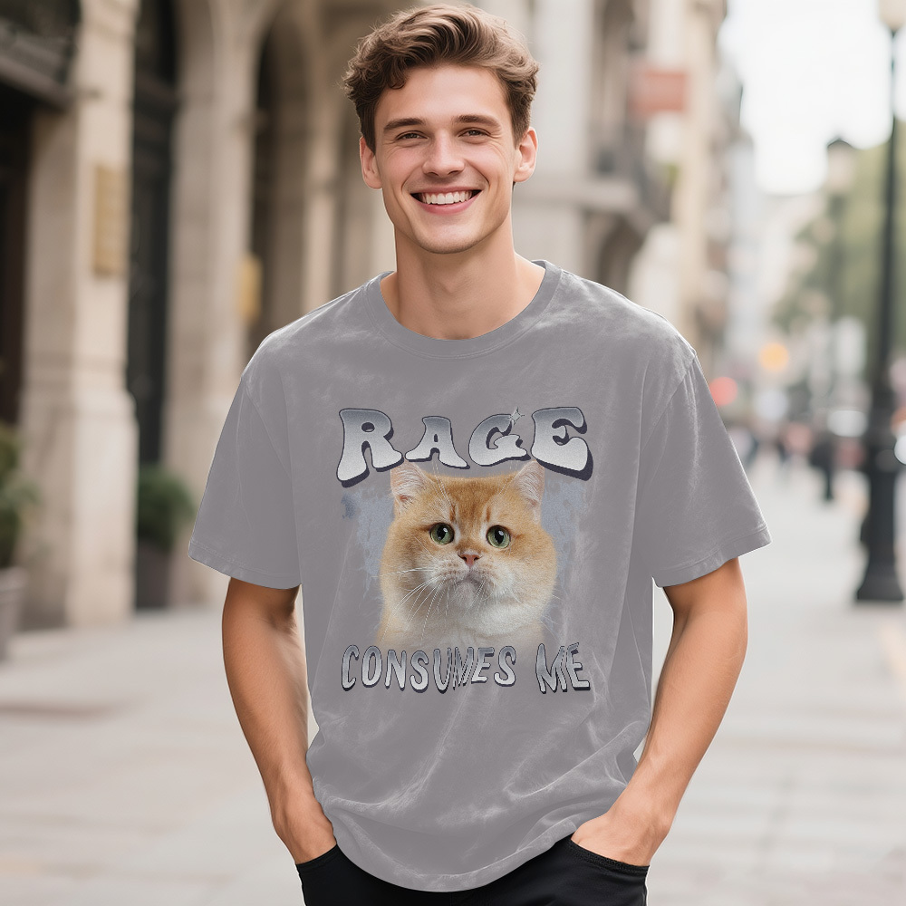 Custom Face Funny Cat Meme T-Shirt Vintage Graphic Tee with Your Photo and Text Retro 90s Style Cat Lover Shirt Unisex Pet - GetPhotoSocksUk