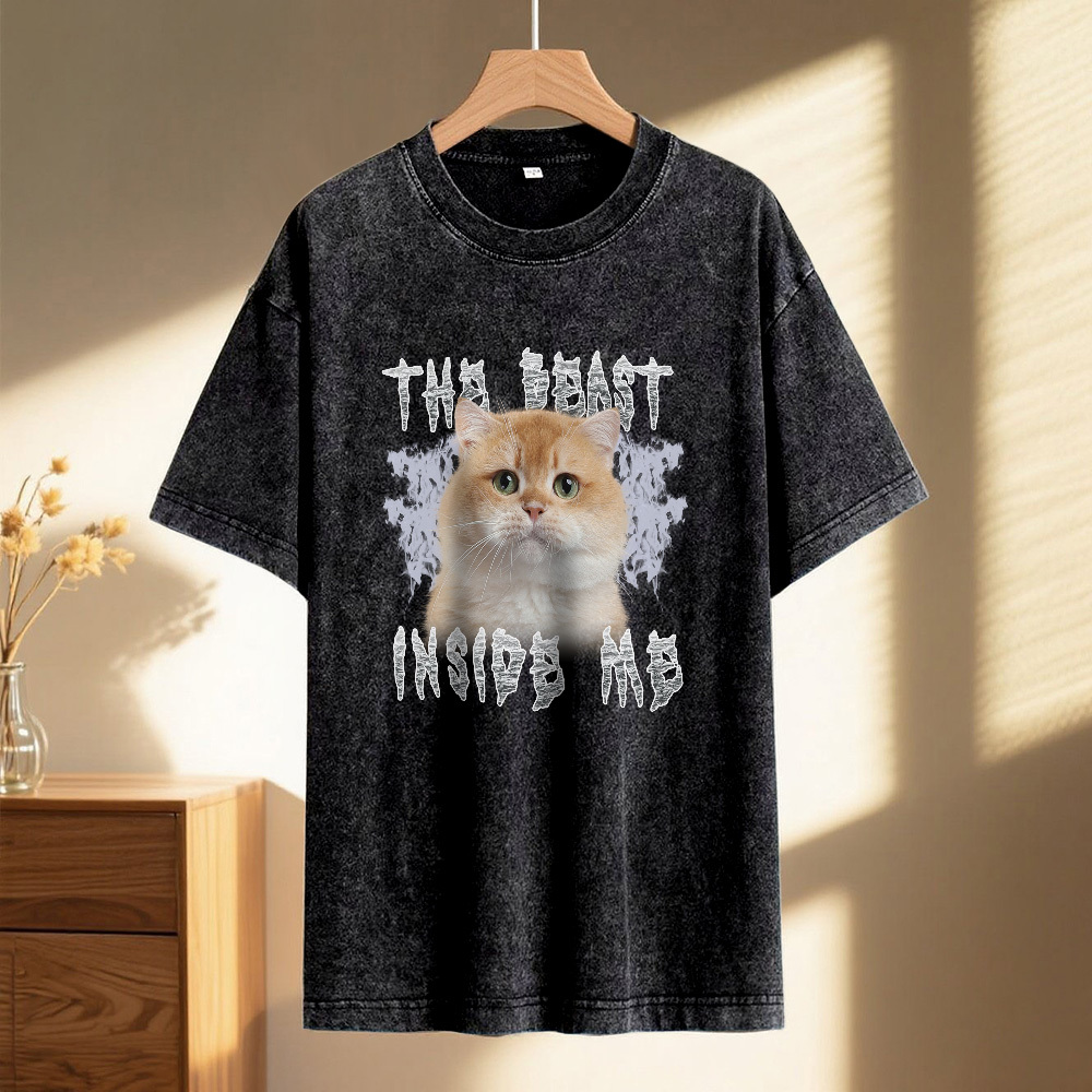 Custom Face Funny Cat Meme T-Shirt Vintage Graphic Tee with Your Photo and Text Retro 90s Style Cat Lover Shirt Unisex Pet - GetPhotoSocksUk