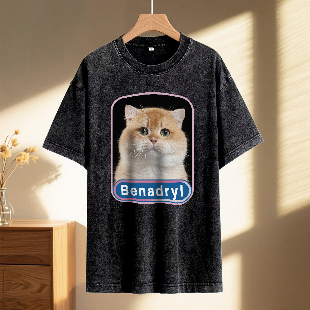 Custom Face Funny Cat Meme T-Shirt Vintage Graphic Tee with Your Photo and Text Retro 90s Style Cat Lover Shirt Unisex Pet - GetPhotoSocksUk