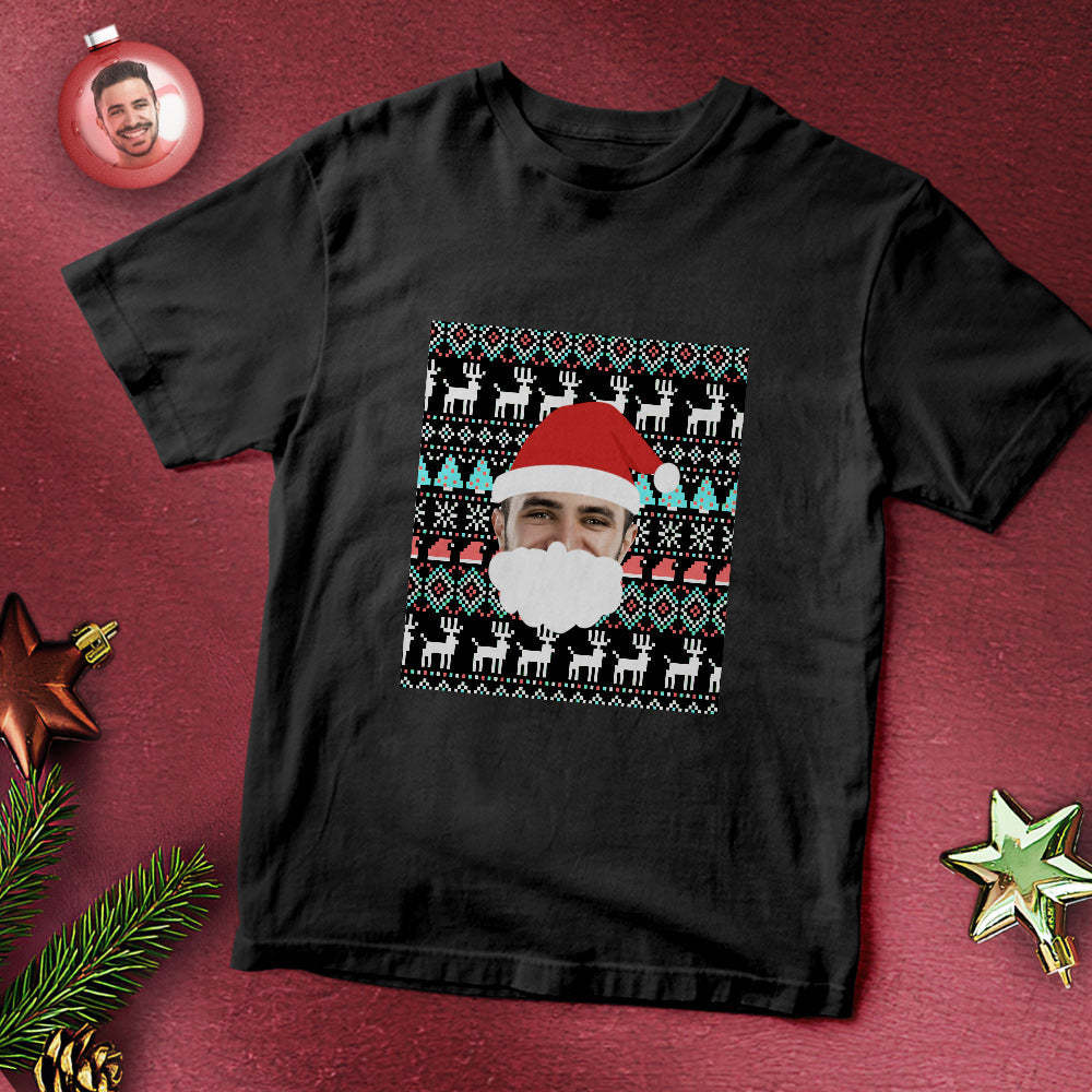 Custom Face T-shirt Santa Christmas Gifts -