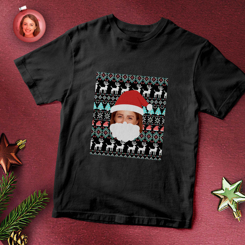 Custom Face T-shirt Santa Christmas Gifts -