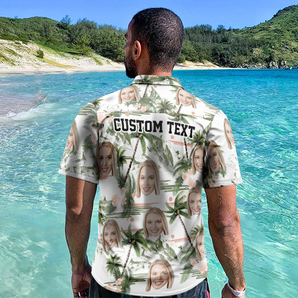 Custom Face Online Preview Personalized Hawaiian Shirt All Over Print Coconut Tree -