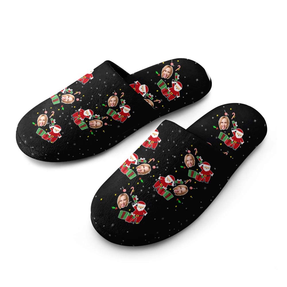 Custom Face Women's and Men's Slippers Personalized Christmas Surprise Gift Indoor Outdoor Bedroom Cotton Slippers -