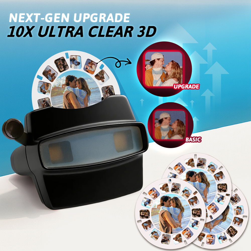 Custom Upgrade 3D Viewfinder and Reel – Personalized Gift with your own photos Text and Photo Viewer Multiple Films Available Valentine's Day Gifts - GetPhotoSocksUk