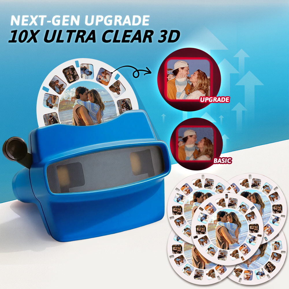 Custom Upgrade 3D Viewfinder and Reel – Personalized Gift with your own photos Text and Photo Viewer Multiple Films Available Valentine's Day Gifts - GetPhotoSocksUk