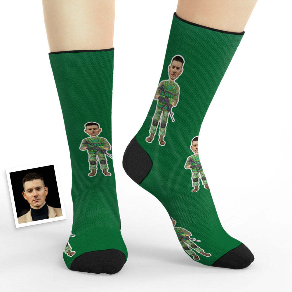 Custom Breathable Face Socks Army Gift Custom Face Socks -
