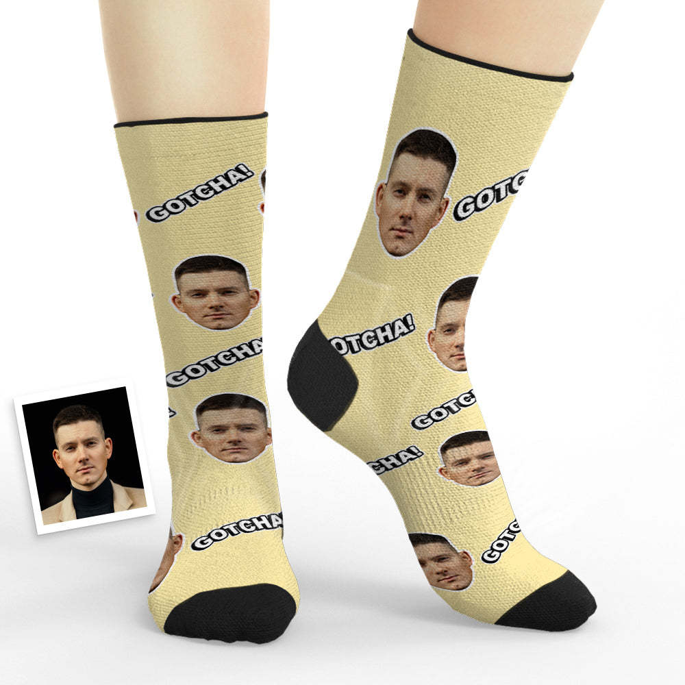 Custom Breathable Face Socks Personalized Gotcha Custom Text Socks -
