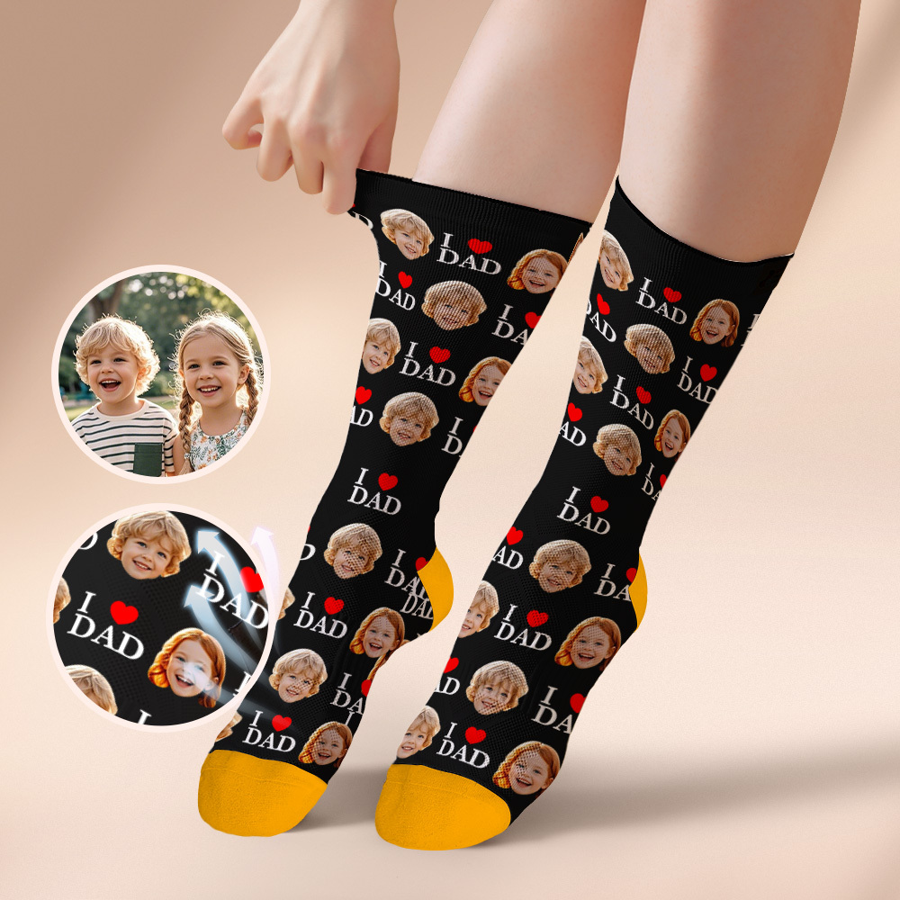 Custom Full Face Photo Print Socks Colorful Socks High Heels Personalized Custom Design Best Gift For Father'S Day - GetPhotoSocksUk
