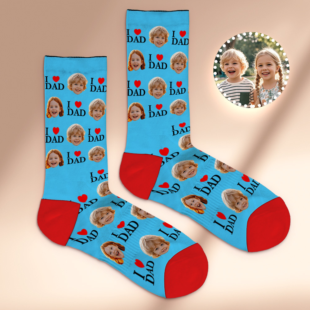 Custom Full Face Photo Print Socks Colorful Socks High Heels Personalized Custom Design Best Gift For Father'S Day - GetPhotoSocksUk