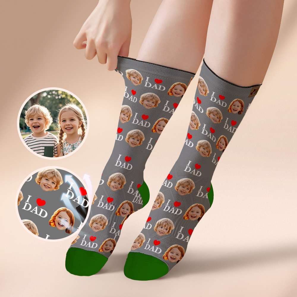 Custom Full Face Photo Print Socks Colorful Socks High Heels Personalized Custom Design Best Gift For Father'S Day - GetPhotoSocksUk