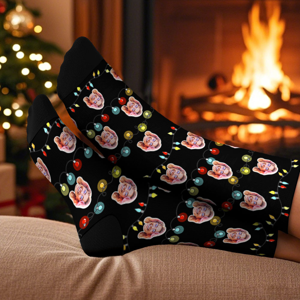Custom Pet Face Socks Santa Multicolor Socks Personalized Christmas Photo Socks Funny Holiday Gift for Family & Friends - GetPhotoSocksUk