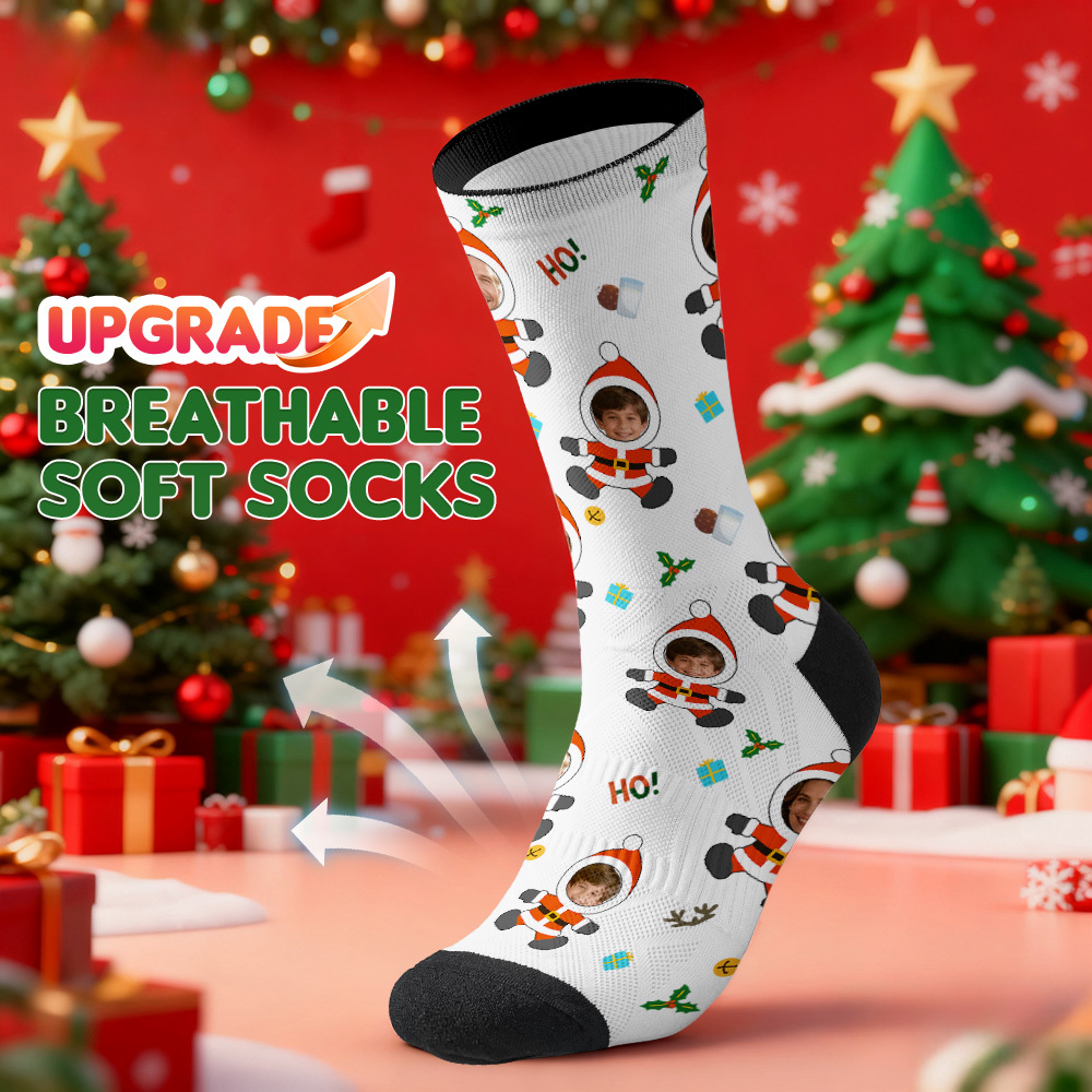 Personalized Christmas Socks Snowman HOHO Christmas SocksCustom Christmas Socks Gift for Family Couple - GetPhotoSocksUk