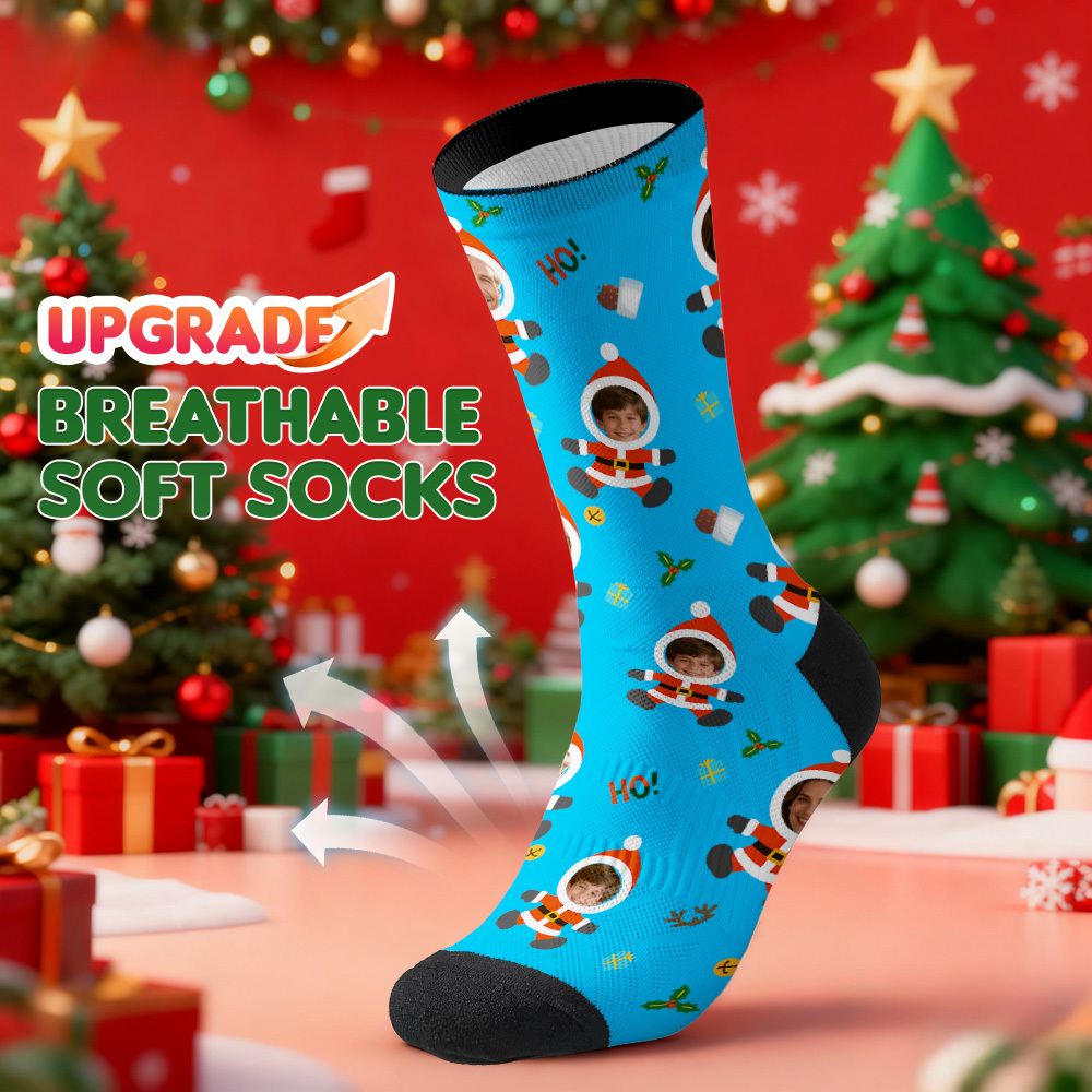 Personalized Christmas Socks Snowman HOHO Christmas SocksCustom Christmas Socks Gift for Family Couple - GetPhotoSocksUk