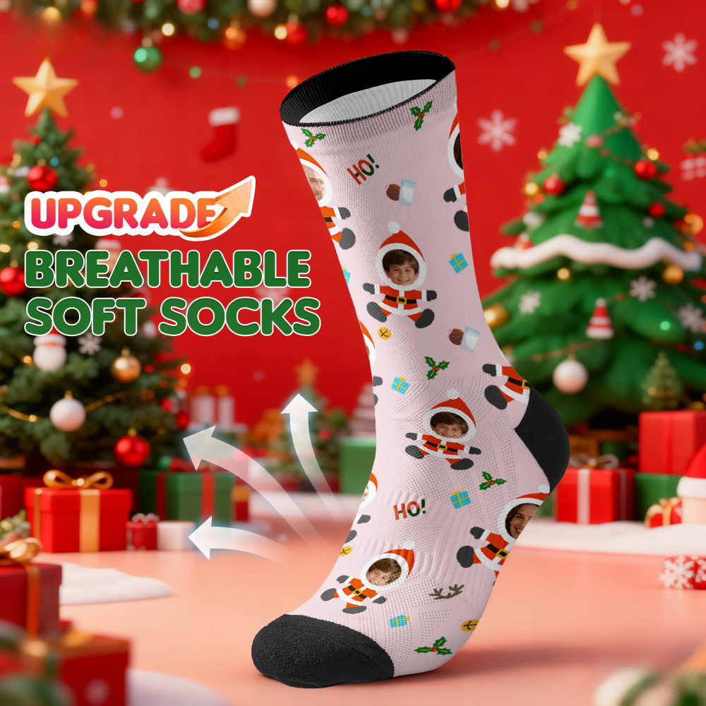 Personalized Christmas Socks Snowman HOHO Christmas SocksCustom Christmas Socks Gift for Family Couple - GetPhotoSocksUk