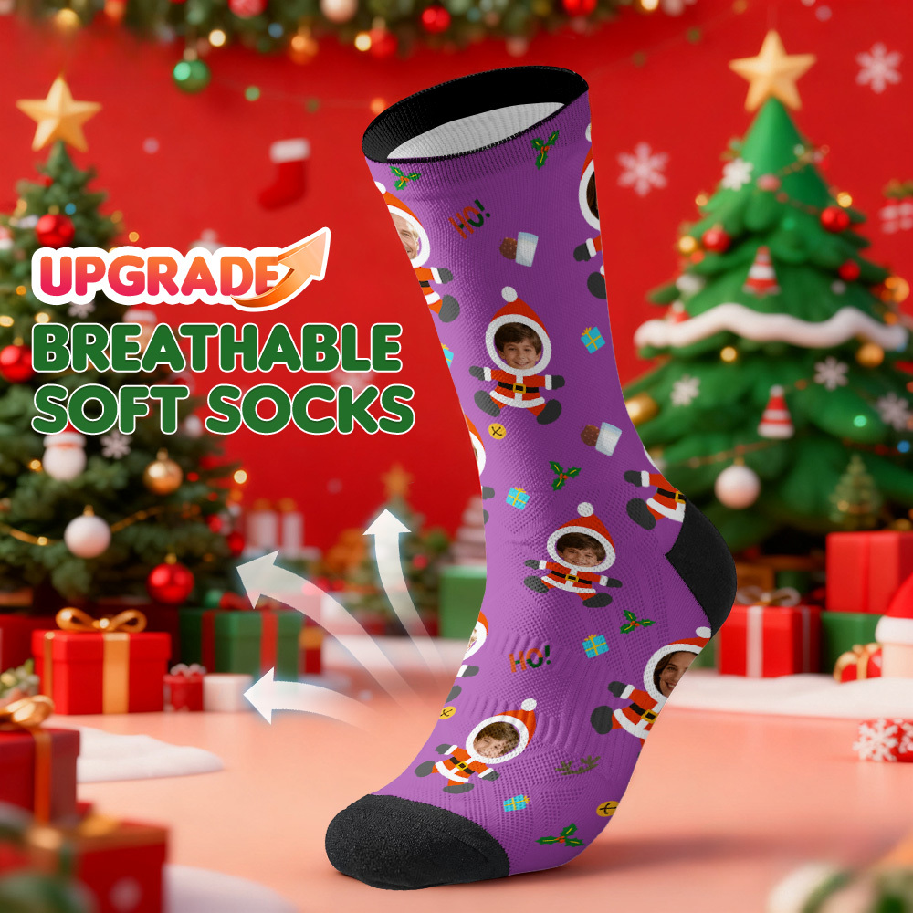 Personalized Christmas Socks Snowman HOHO Christmas SocksCustom Christmas Socks Gift for Family Couple - GetPhotoSocksUk
