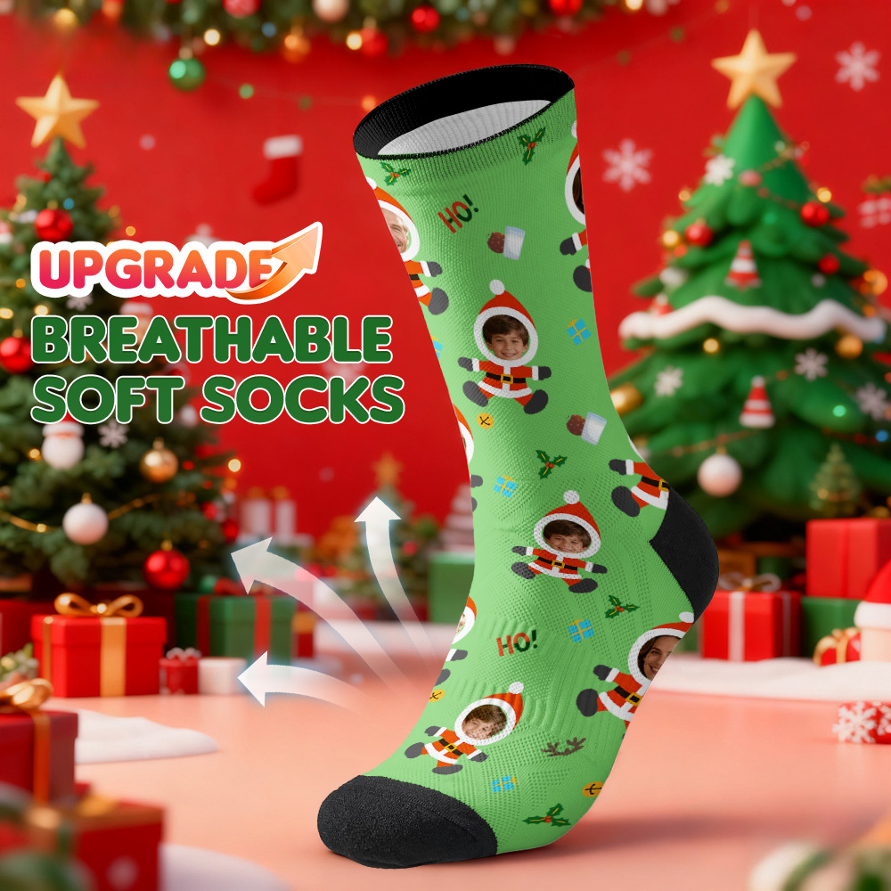 Personalized Christmas Socks Snowman HOHO Christmas SocksCustom Christmas Socks Gift for Family Couple - GetPhotoSocksUk