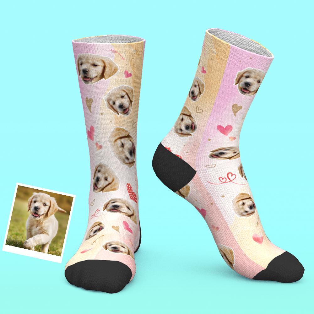Custom Face Love hearts Personalised Socks with Your Dogs Face - Great Gift for Dog Lovers