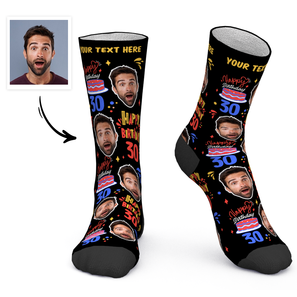 Custom Face Socks Personalized Photo Socks Happy Birthday Socks