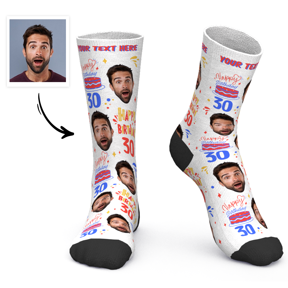 Custom Face Socks Personalized Photo Socks Happy Birthday Socks