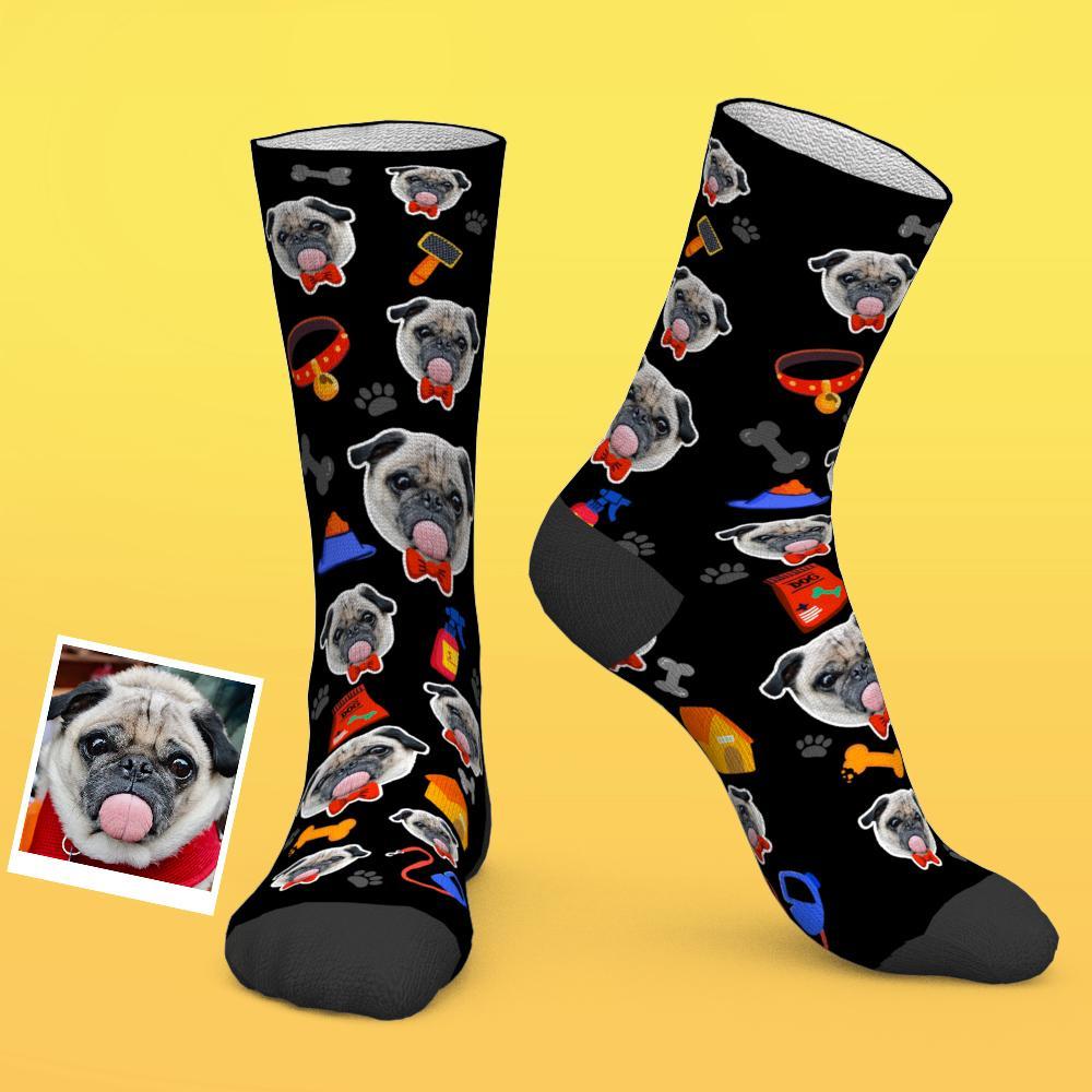 Custom Face Dog Related Elements Socks Personalised Gift For Dog Lover