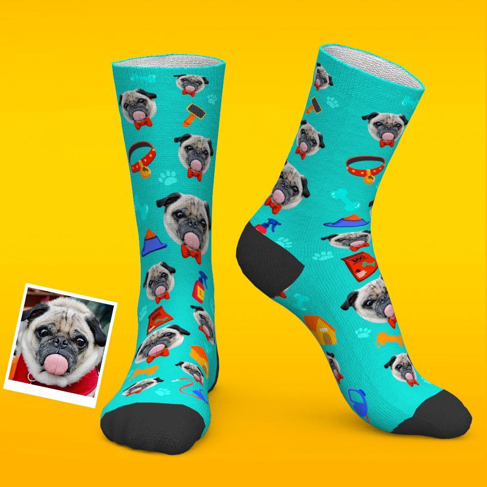 Custom Face Dog Related Elements Socks Personalised Gift For Dog Lover