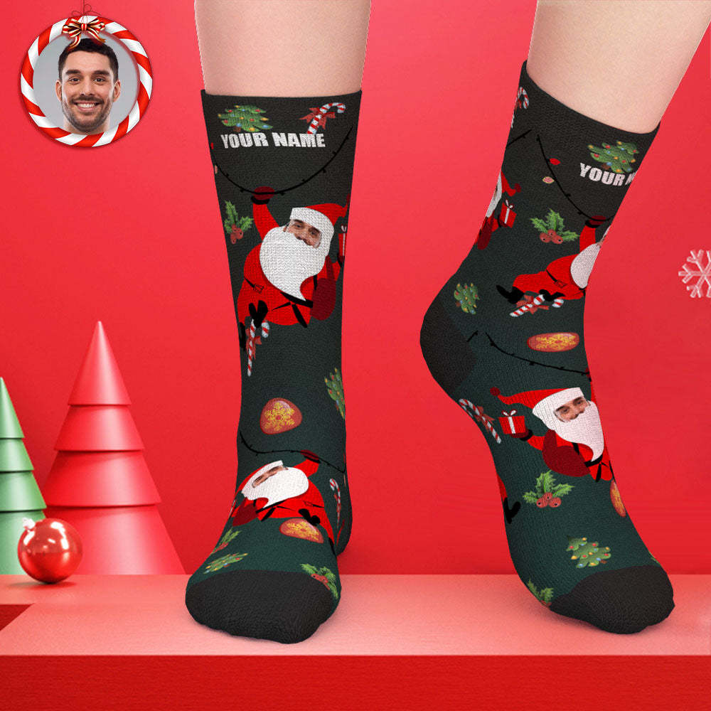 Custom Face Socks Christmas Gift Santa Claus Present -