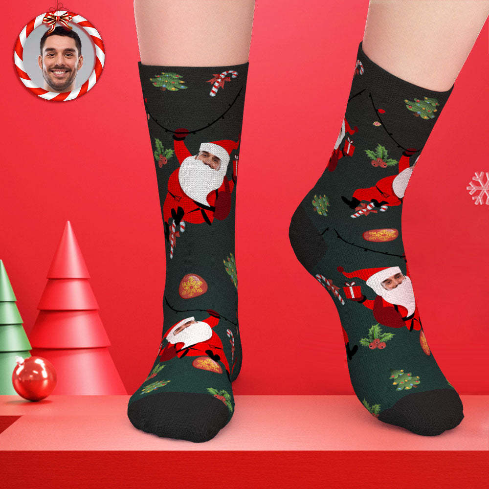 Custom Face Socks Christmas Gift Santa Claus Present