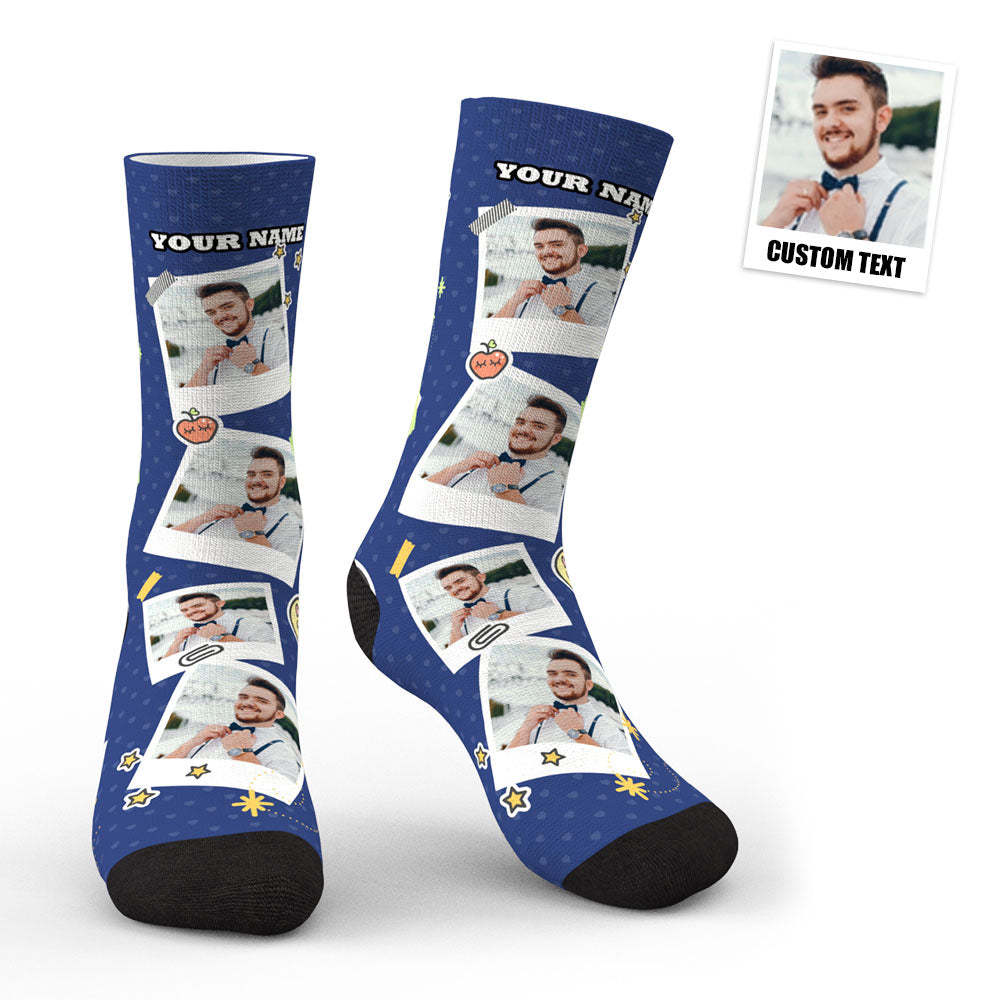 3D Preview Personalized Sticky Note Mark Custom Photo Socks -