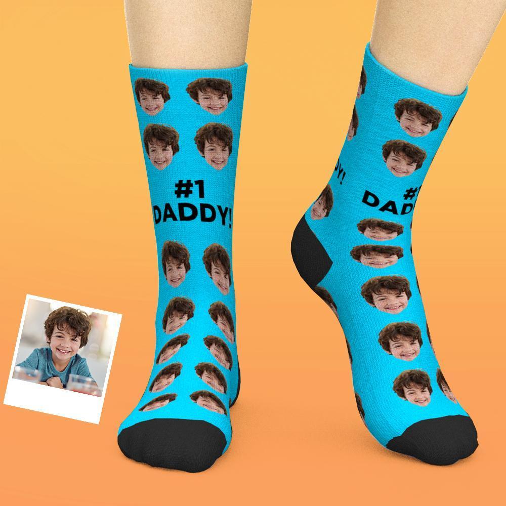 Custom Face Socks Gifts For Dad #1 Daddy