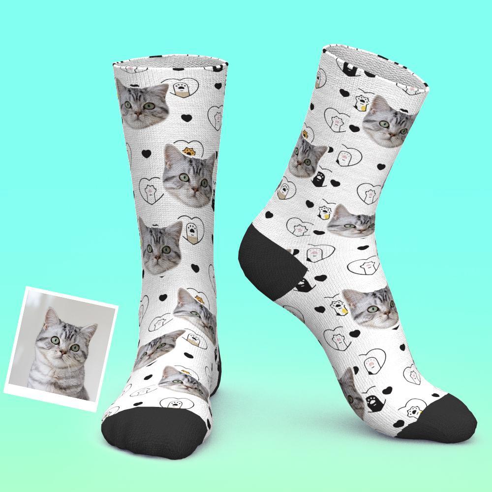 3D Preview Custom Photo Socks Personalized Pet Socks Cat Lovers And Cat Owner Gift -