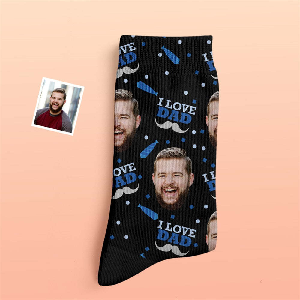 Custom Thick Socks Photo 3D Digital Printed Socks Autumn Winter Warm Socks I Love Dad -