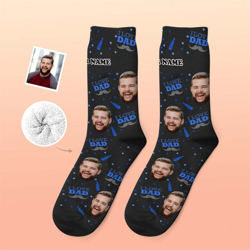 Custom Thick Socks Photo 3D Digital Printed Socks Autumn Winter Warm Socks I Love Dad -