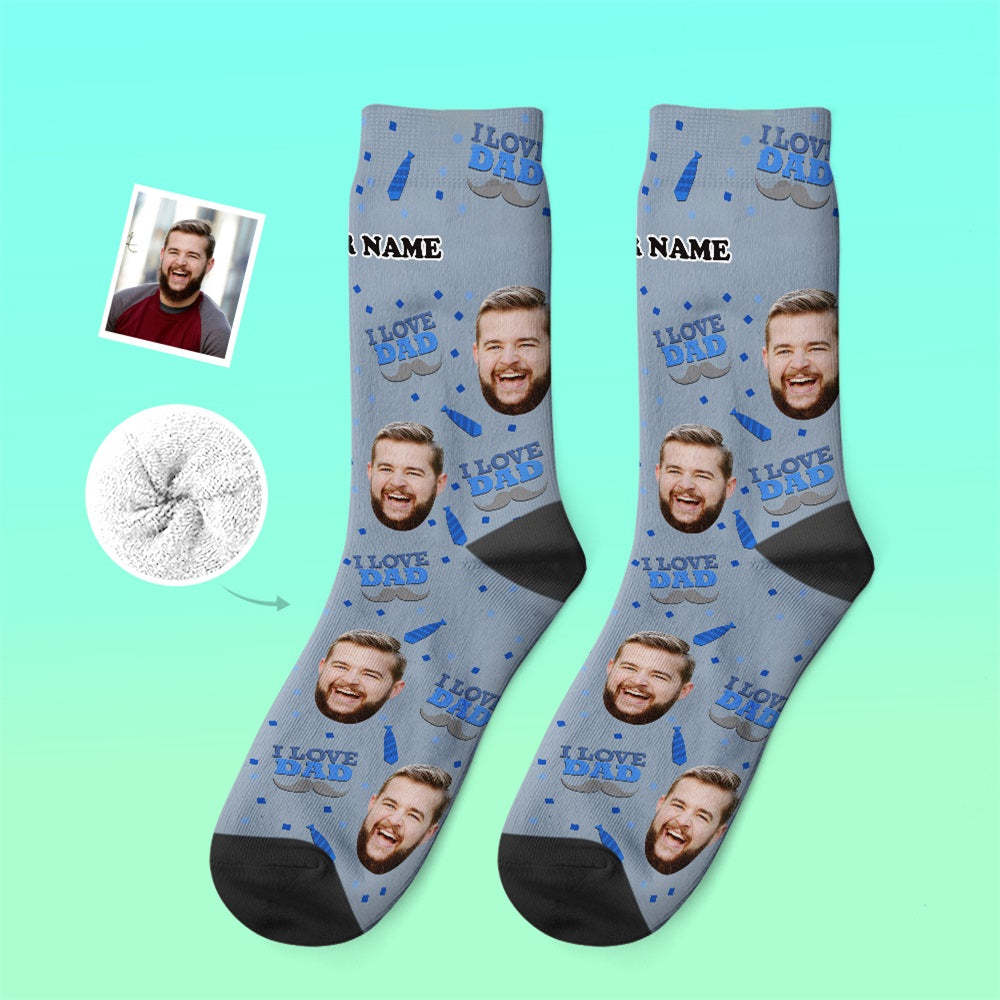 Custom Thick Socks Photo 3D Digital Printed Socks Autumn Winter Warm Socks I Love Dad -