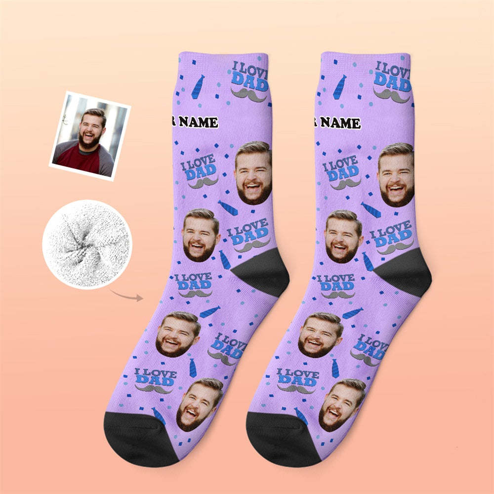 Custom Thick Socks Photo 3D Digital Printed Socks Autumn Winter Warm Socks I Love Dad -