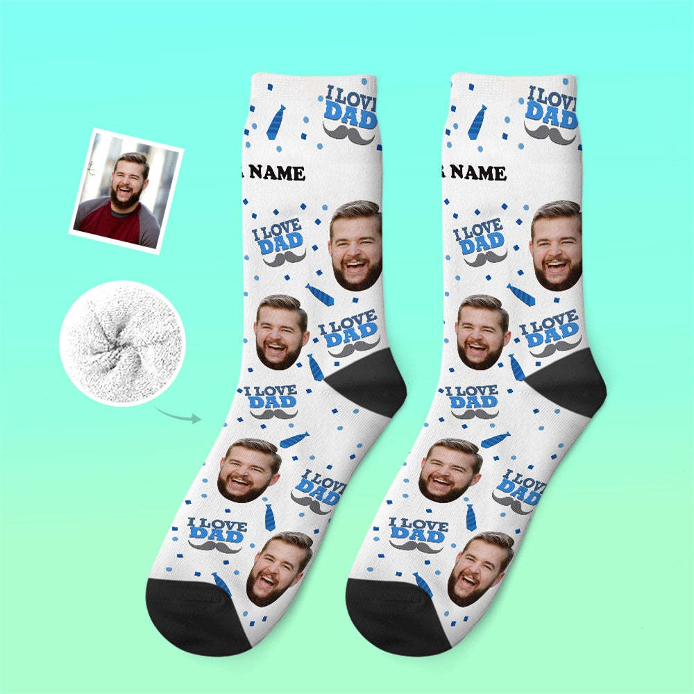 Custom Thick Socks Photo 3D Digital Printed Socks Autumn Winter Warm Socks I Love Dad -