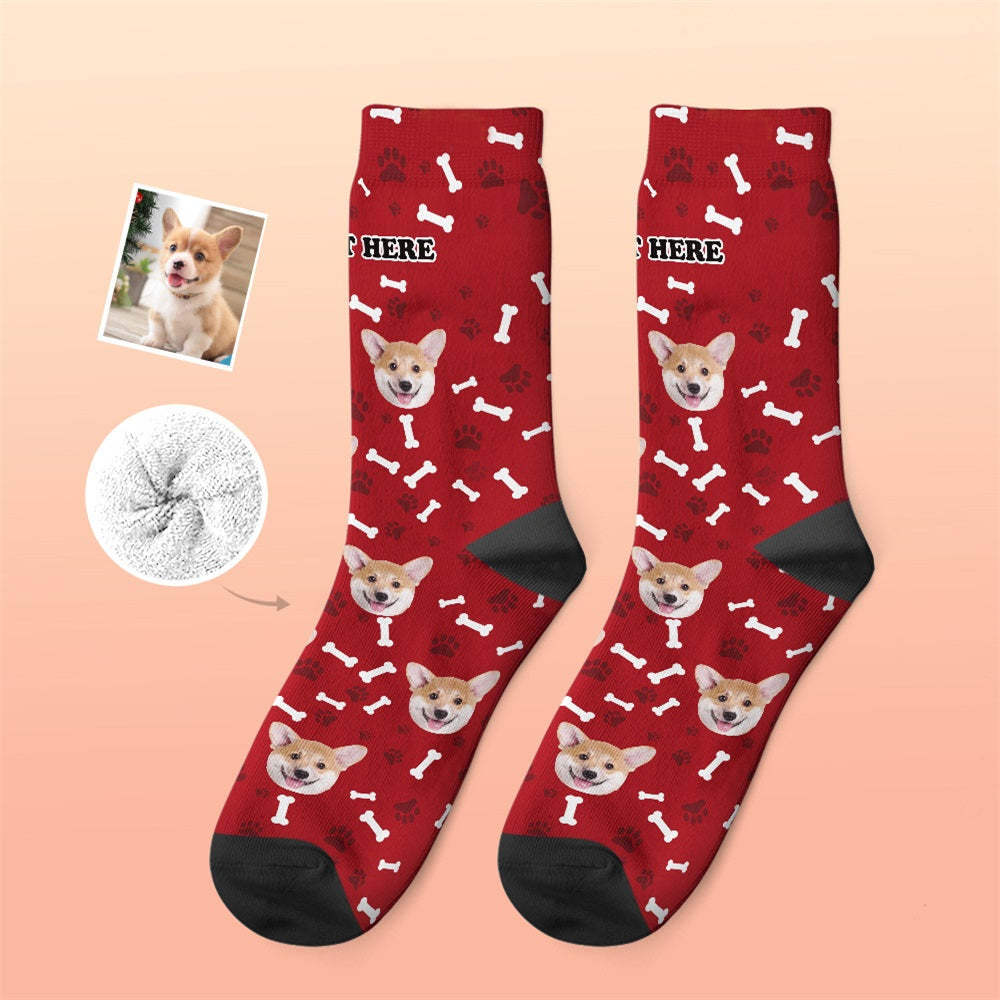 Custom Thick Socks Photo 3D Digital Printed Socks Autumn Winter Warm Socks Dog -