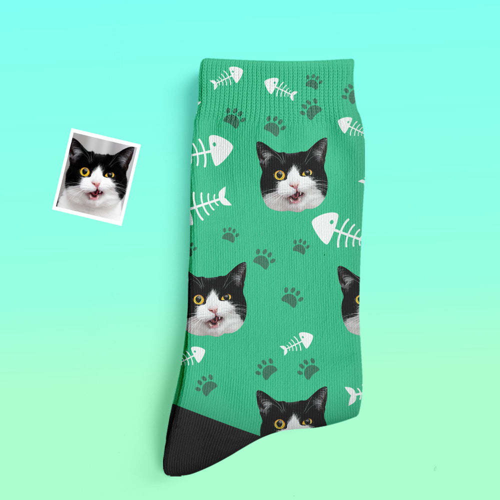 Custom Thick Socks Photo 3D Digital Printed Socks Autumn Winter Warm Socks Cat -
