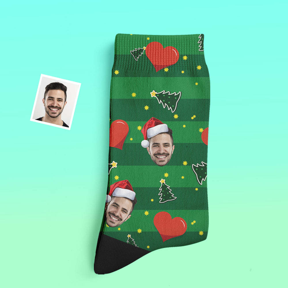 Custom Thick Socks Photo 3D Digital Printed Socks Autumn Winter Warm Socks Heart Christmas Gift -