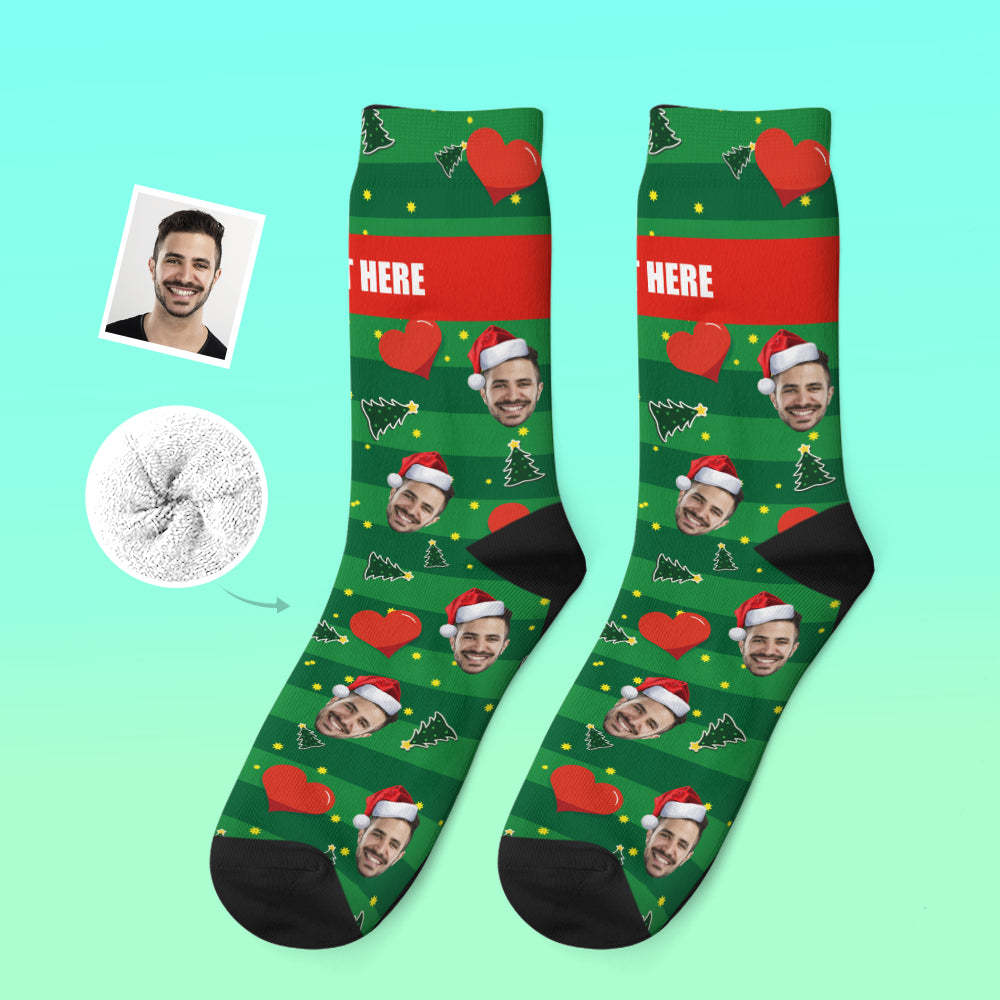 Custom Thick Socks Photo 3D Digital Printed Socks Autumn Winter Warm Socks Heart Christmas Gift -