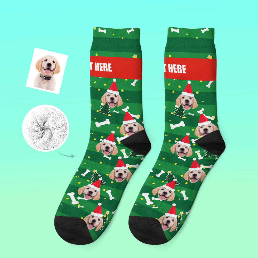 Custom Thick Socks Photo 3D Digital Printed Socks Autumn Winter Warm Socks Santa Dog -