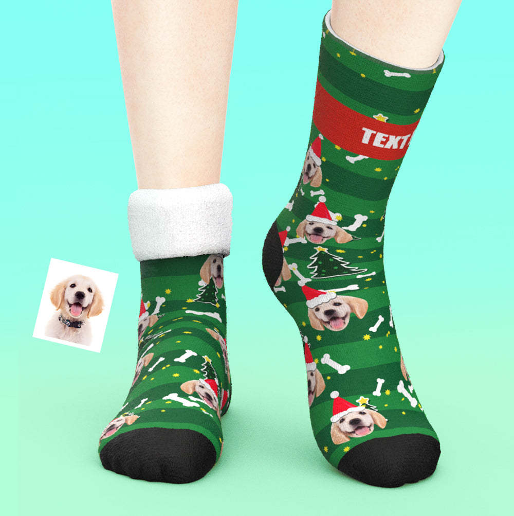 Custom Thick Socks Photo 3D Digital Printed Socks Autumn Winter Warm Socks Santa Dog -