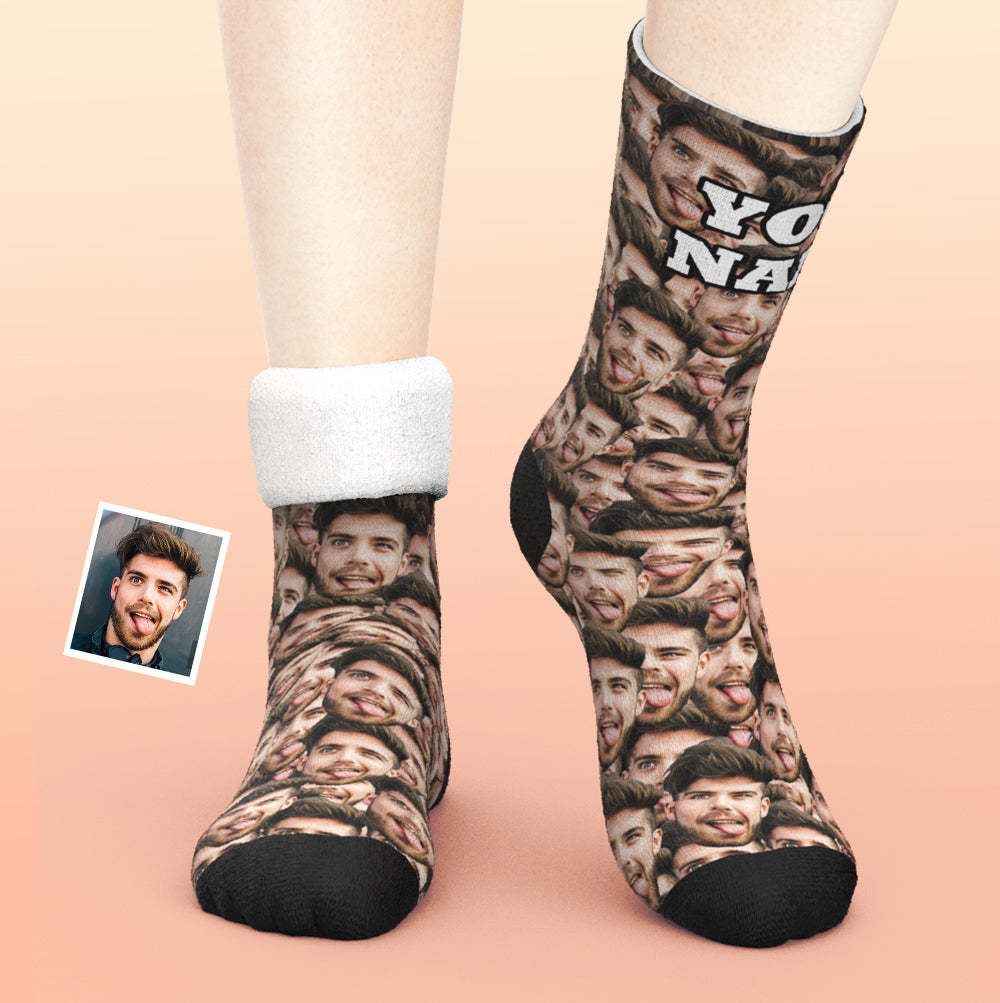 Custom Thick Socks Photo 3D Digital Printed Socks Autumn Winter Warm Socks Mash Face -