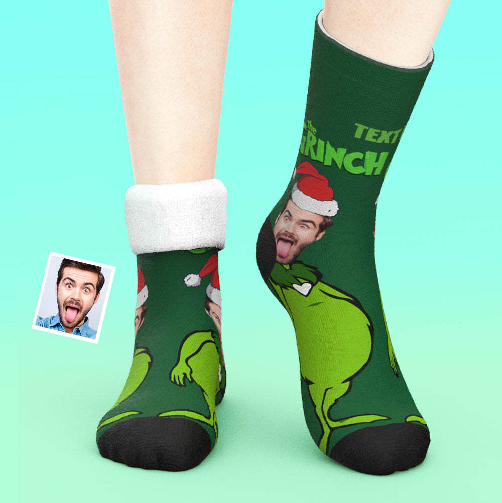 Custom Thick Socks Photo 3D Digital Printed Socks Autumn Winter Warm Socks Grinch -