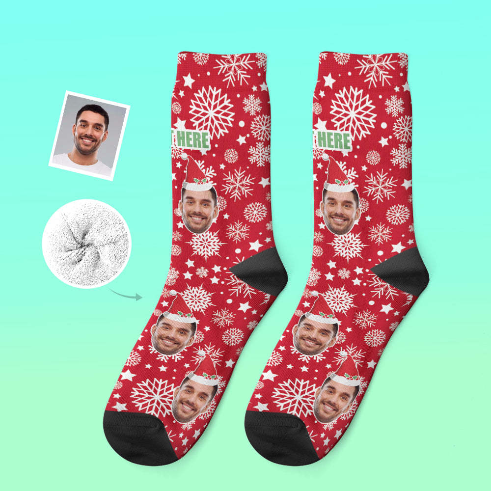 Custom Thick Socks Photo 3D Digital Printed Socks Autumn Winter Warm Socks Christmas Santa Hat -