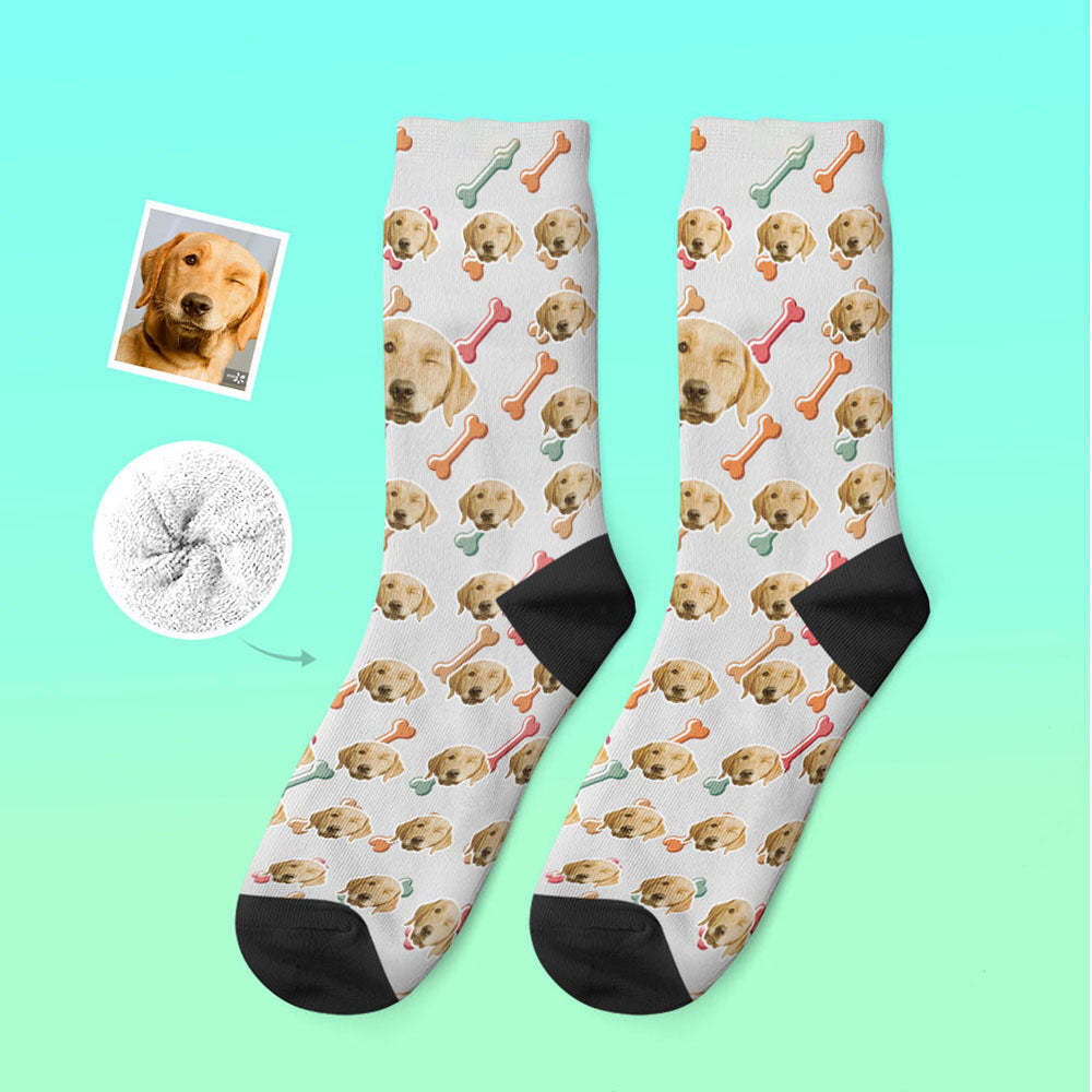 Custom Thick Socks Photo 3D Digital Printed Socks Autumn Winter Warm Socks Dog Face On Socks -