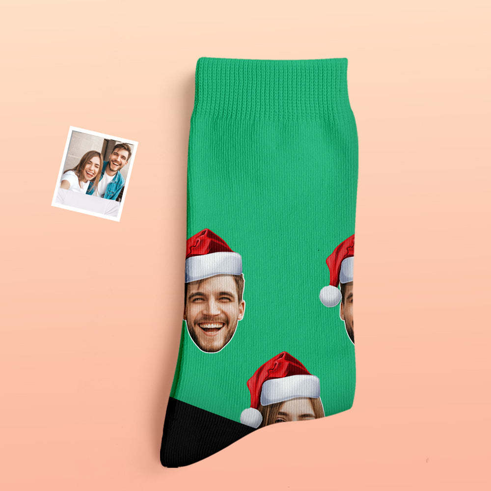 Custom Thick Socks Photo 3D Digital Printed Socks Autumn Winter Warm Socks Wear Santa Hat -