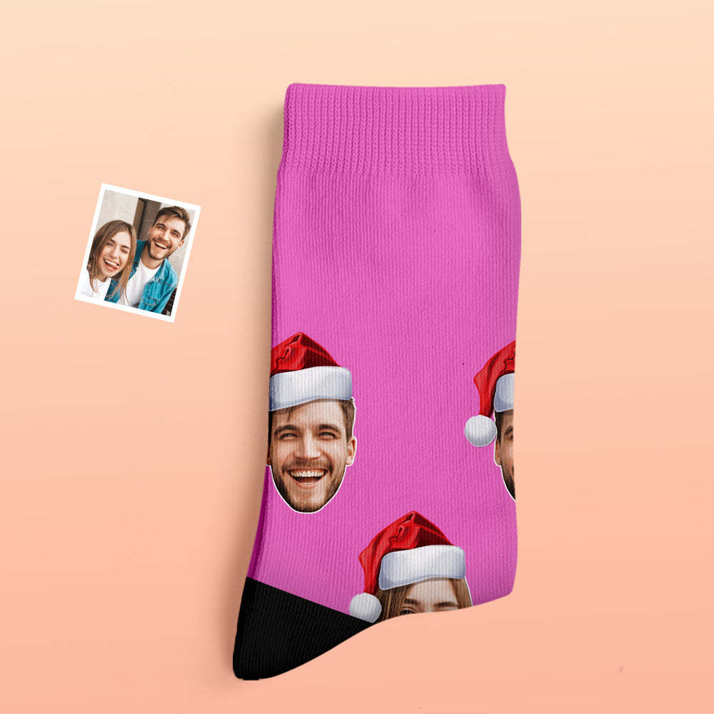 Custom Thick Socks Photo 3D Digital Printed Socks Autumn Winter Warm Socks Wear Santa Hat -