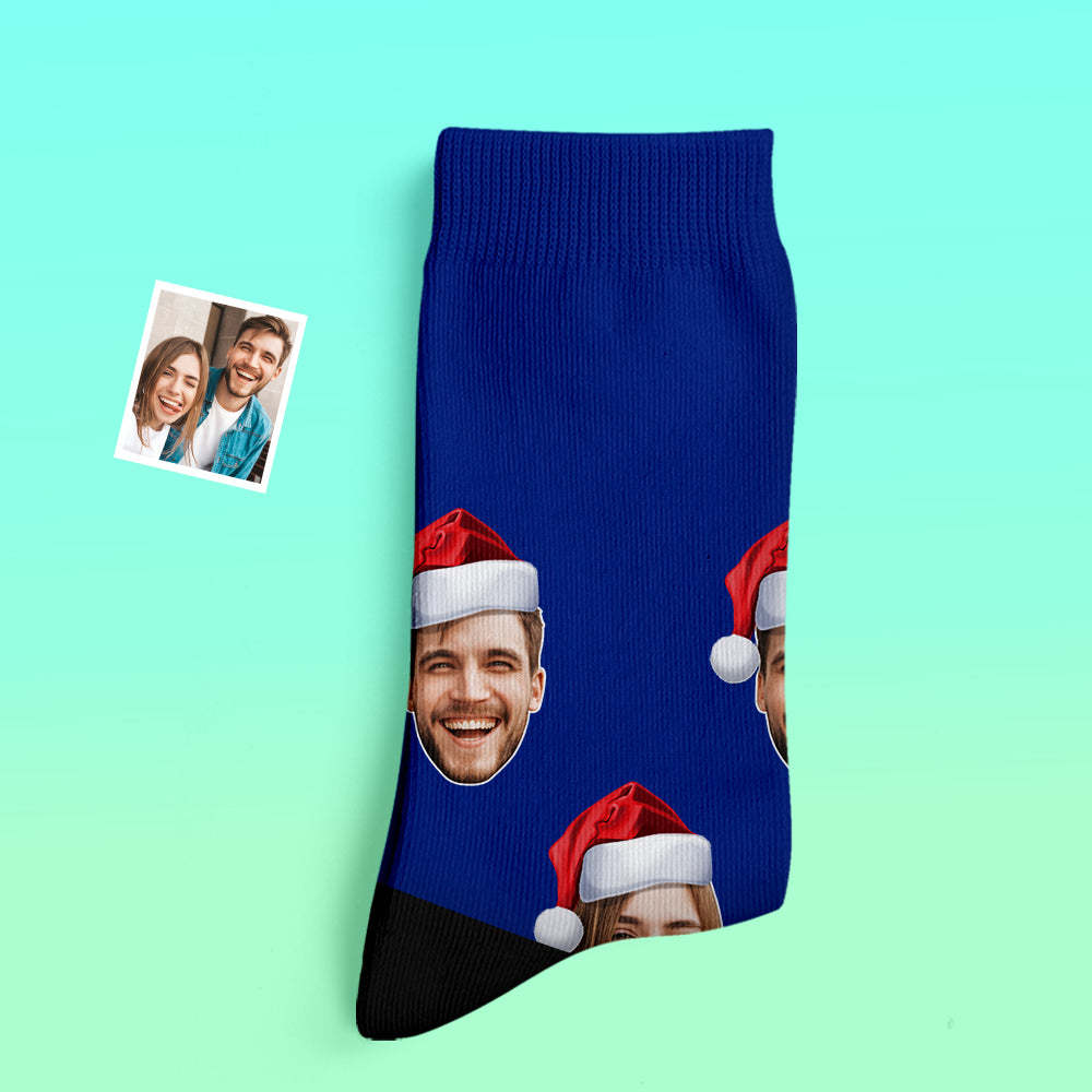 Custom Thick Socks Photo 3D Digital Printed Socks Autumn Winter Warm Socks Wear Santa Hat -