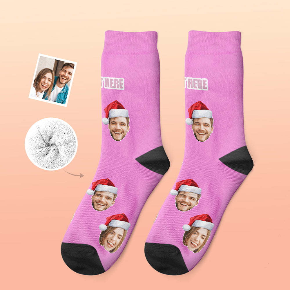Custom Thick Socks Photo 3D Digital Printed Socks Autumn Winter Warm Socks Wear Santa Hat -