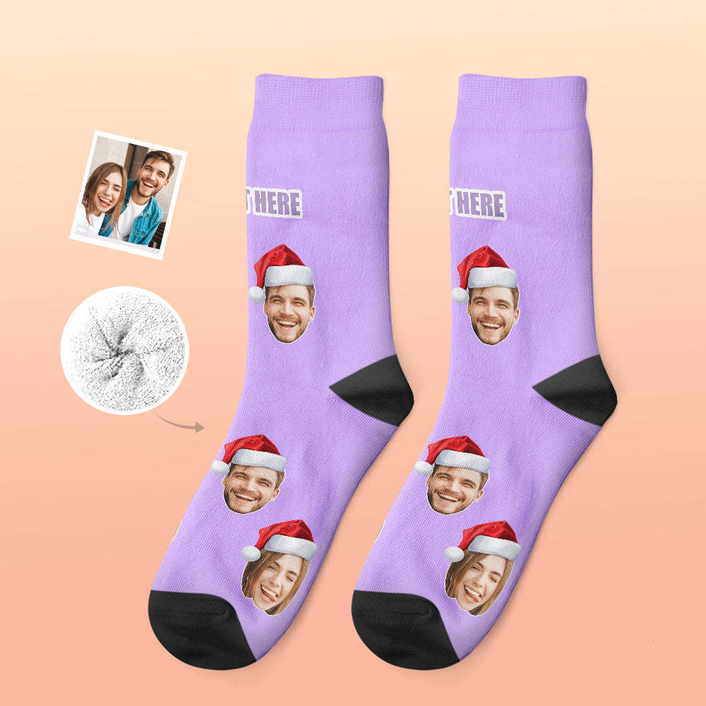 Custom Thick Socks Photo 3D Digital Printed Socks Autumn Winter Warm Socks Wear Santa Hat -